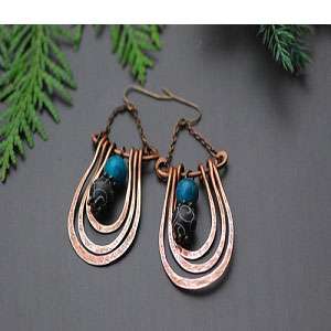 Sky Blue Black Copper Earrings in Pakistan