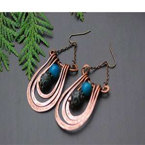 Sky Blue Black Copper Earrings in Lahore