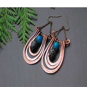 Sky Blue Black Copper Earrings in Karachi