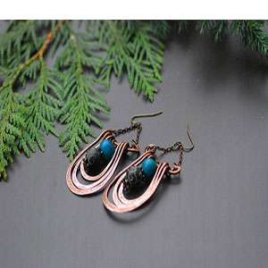 Sky Blue Black Copper Earrings in Islamabad