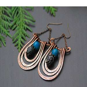 Sky Blue Black Copper Earrings in Peshawar