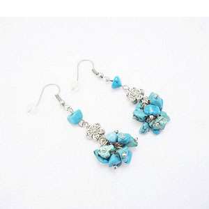 Turquoise Earrings With Flowr Metal Beads in Karachi