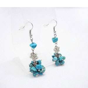 Turquoise Earrings With Flowr Metal Beads in Pakistan
